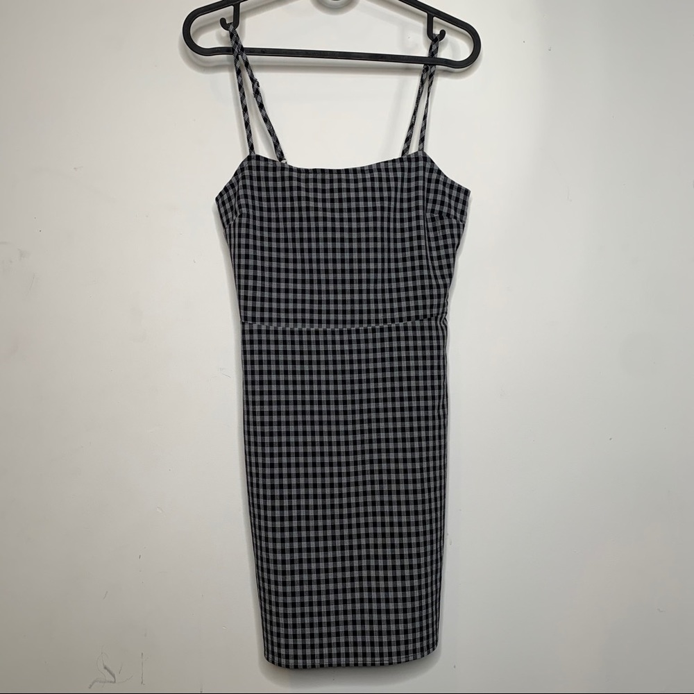 Back Tie Plaid Mini Dress